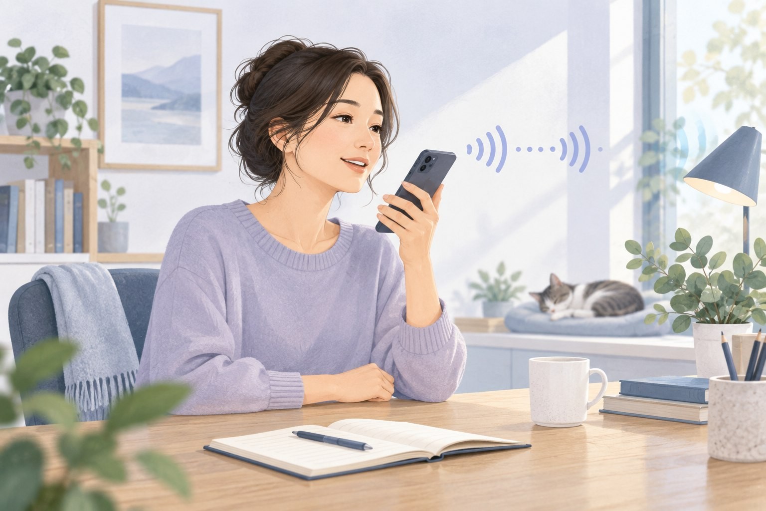 在安静环境自然录制语音,分清话题并为关键内容留出停顿的示意图